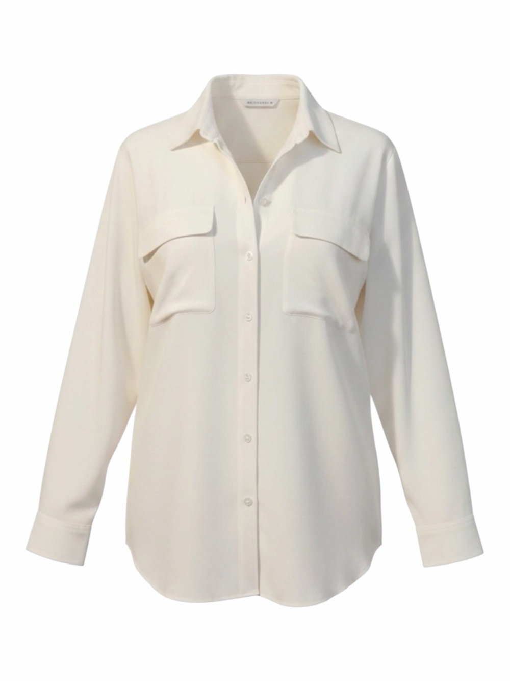 Equipment Femme Slim Signature White  100% Silk Button Down Blouse Chest Pocket
